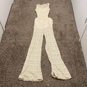 Cream/sheer Jumpsuit for club